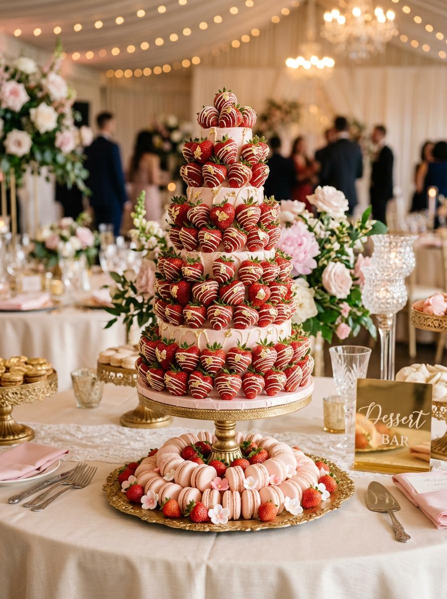 Dessert tower met cupcakes en chocolade