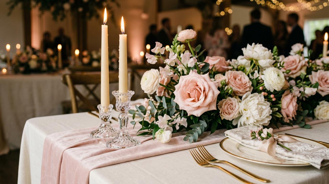 Detailfoto van luxe tafeldecoratie door Velvet Toast
